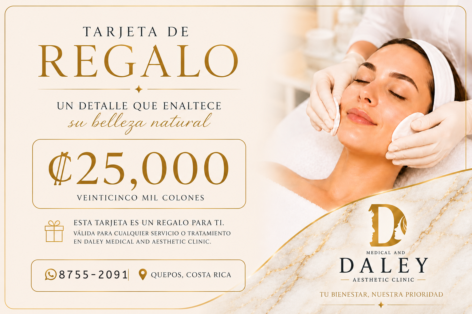 Vale de regalo 25.000 colones Daley Clinic