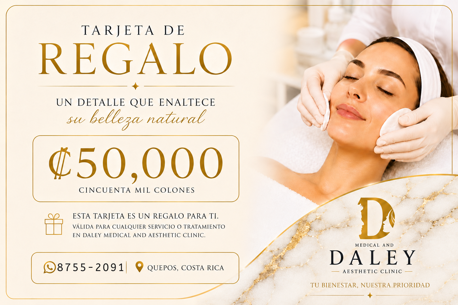 Vale de regalo 50.000 colones Daley Clinic
