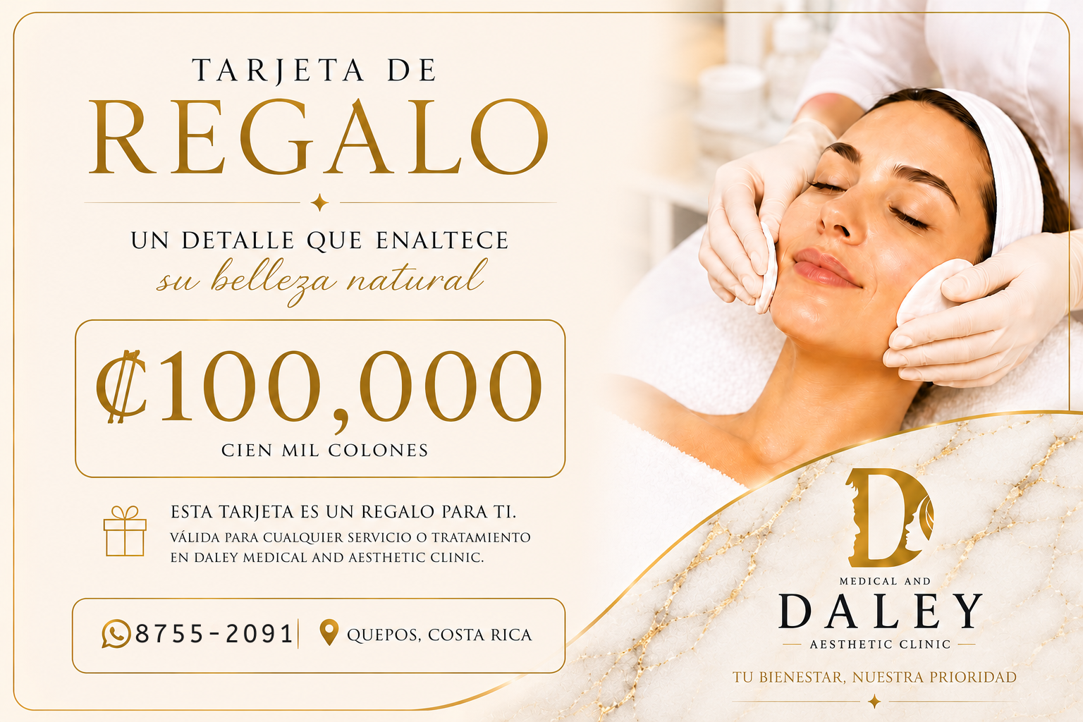 Vale de regalo 100.000 colones Daley Clinic