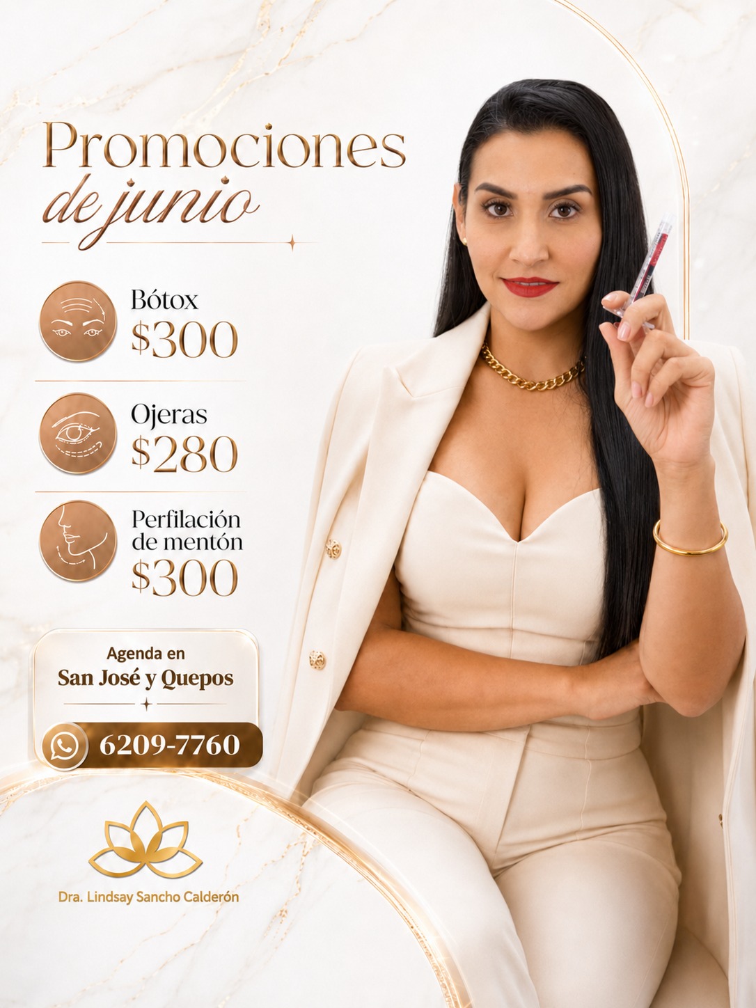 Promociones de junio — Dra. Lindsay Sancho: Bótox, Ojeras, Perfilación de mentón